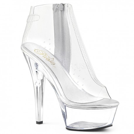 Botine cu toc inalt transparente papuci dansatoare sexy club KISS 1023