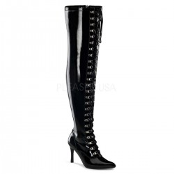 Cizme peste genunchi siret comode stiletto marimi mari DOMINATRIX 3024 X